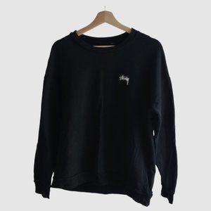 Stüssy Black Crewneck with Yin-Yang Print – Vintage, Size M, Cracked